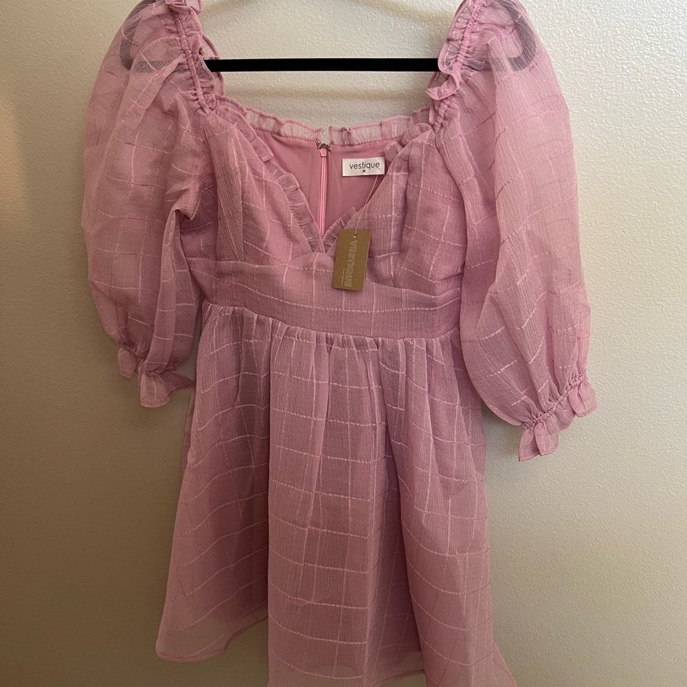 Vestique Pink Puff Sleeve Sundress for Weddings